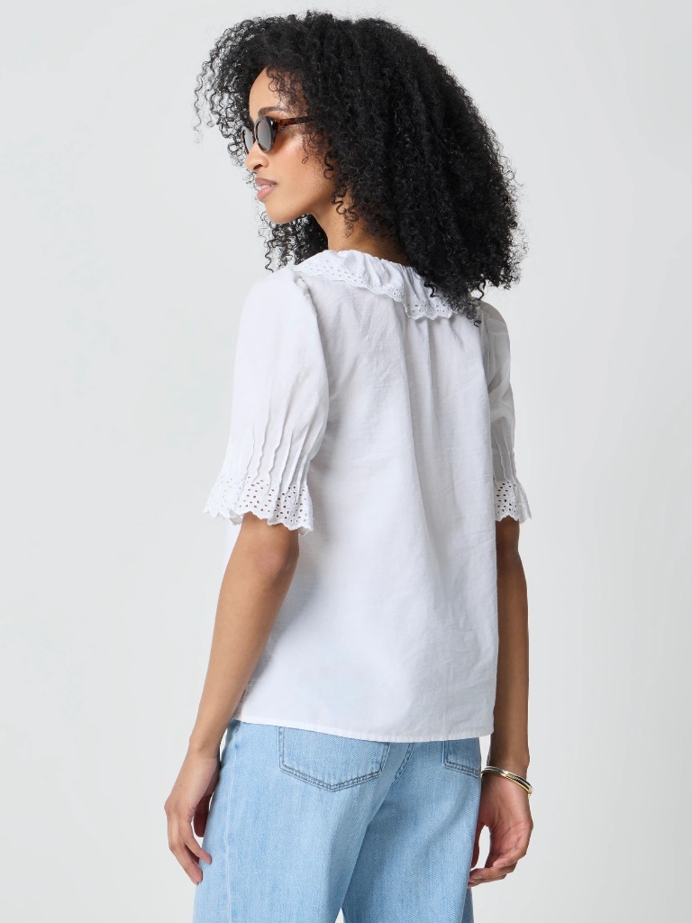J. CREW Factory Eyelet Ruffle-front Top - Picture 3 of 4